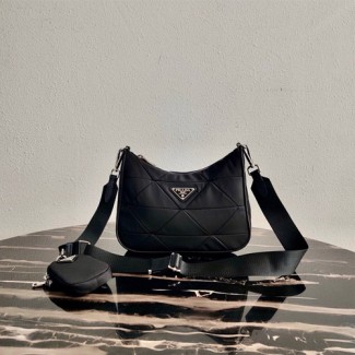 프라다 포코노 퀼팅 패치 숄더백 1BC151 블랙