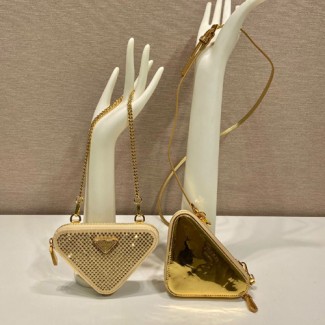 프라다 트라이앵글  미니 크로스백 1NR015 골드