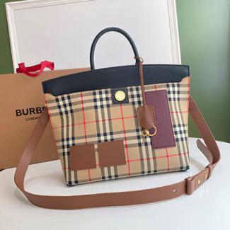 버버리 빈티지 체크 소사이어티 톱 핸들백 8023019-3